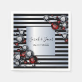 Ruiten en Rubies op zwarte en zilverstrips Servet (Voorkant)