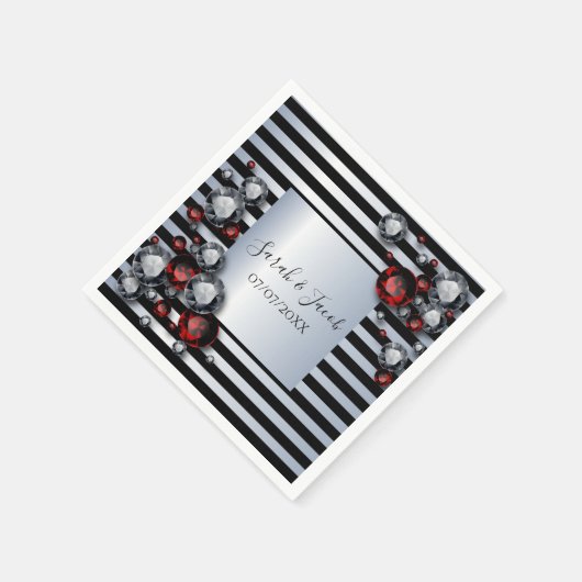 Ruiten en Rubies op zwarte en zilverstrips Servet (Hoek)