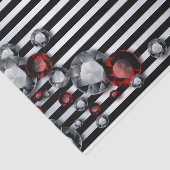 Ruiten en Rubies op zwarte en zilverstrips Tissuepapier (Detail)