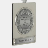Ruiten en Zilver 10e Jubileum voor bruiloft Verzilverd Banner Ornament (Rechts)