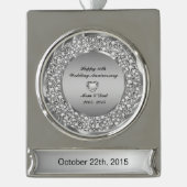 Ruiten en Zilver 10e Jubileum voor bruiloft Verzilverd Banner Ornament (Voorkant)