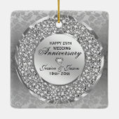 Ruiten en zilveren Ring 25th Wedding Jubileum Keramisch Ornament (Achterkant)