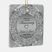 Ruiten en zilveren Ring 25th Wedding Jubileum Keramisch Ornament (Rechts)