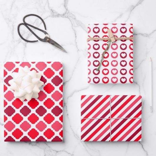 Ruiten, harten en stripes, papierbladen voor onmid inpakpapier vel (Voorkant)