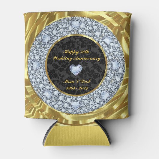 Ruiten, zwart en gouden 50ste Jubileum Blikjeskoeler (Voorkant)