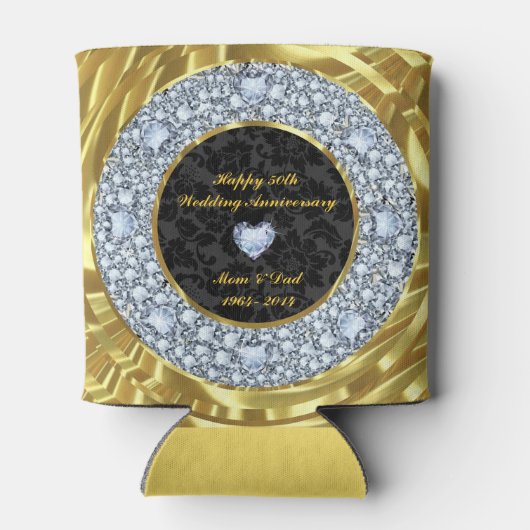 Ruiten, zwart en gouden 50ste Jubileum Blikjeskoeler (Achterkant)