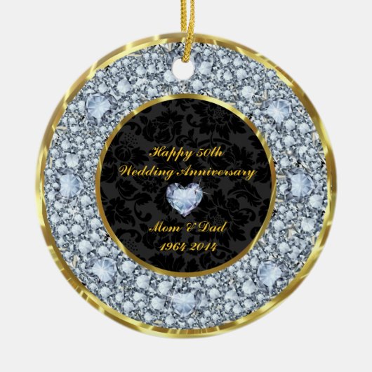 Ruiten, zwart en gouden 50ste Jubileum Keramisch Ornament (Voorkant)