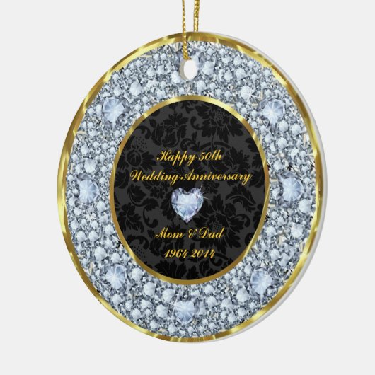 Ruiten, zwart en gouden 50ste Jubileum Keramisch Ornament (Links)