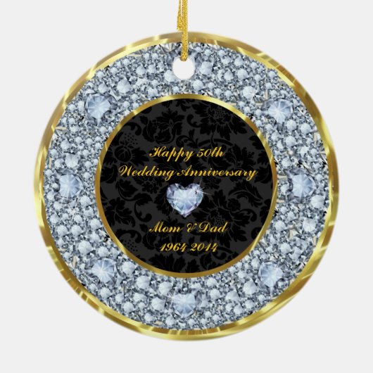 Ruiten, zwart en gouden 50ste Jubileum Keramisch Ornament (Achterkant)