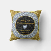 Ruiten, zwart en gouden 50ste Jubileum Kussen (Achterkant)