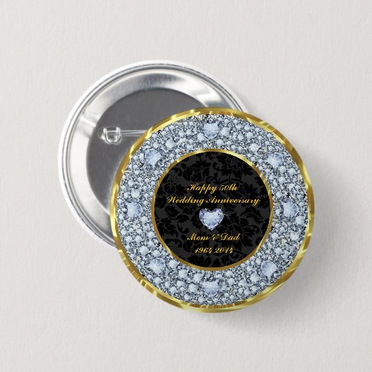 Ruiten, zwart en gouden 50ste Jubileum Ronde Button 5,7 Cm (Voorkant /achterkant)