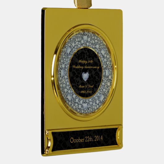 Ruiten, zwart en gouden 50ste Jubileum Verguld Banner Ornament (Rechts)