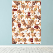 Ruitend Canvas Print Hot Chocolate Marshmallow (Insitu (Houten vloer))
