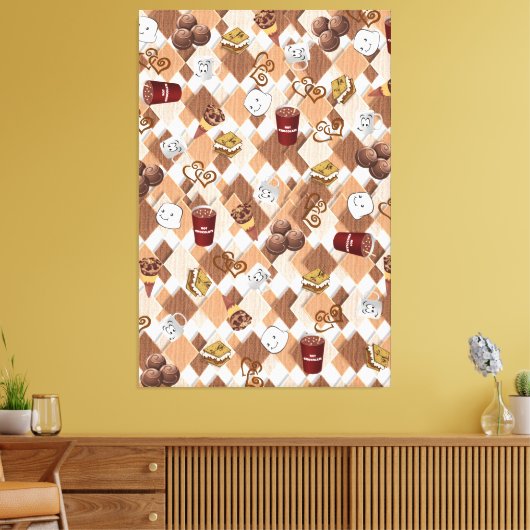 Ruitend Canvas Print Hot Chocolate Marshmallow (Insitu (Woonkamer))