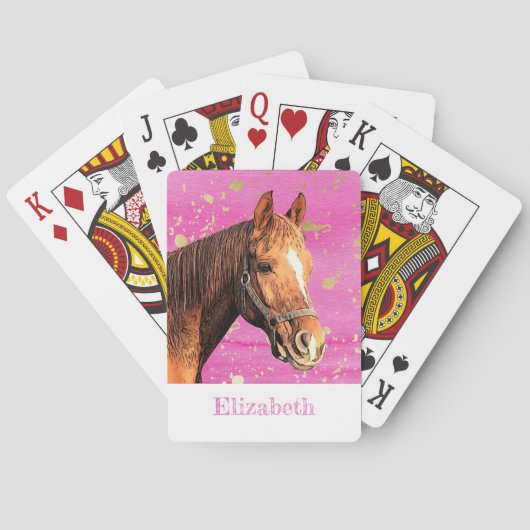 Ruitend dier Roze goudpestrie Pokerkaarten (Achterkant)