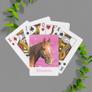 Ruitend dier Roze goudpestrie Pokerkaarten