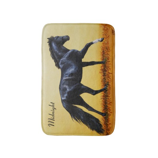 Ruitend Horse Black Stallion Badmat (Voorkant Verticaal)