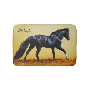 Ruitend Horse Black Stallion Badmat