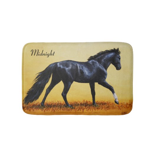 Ruitend Horse Black Stallion Badmat (Voorkant)