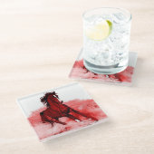 Ruitend paard glazen onderzetter (Schuin)