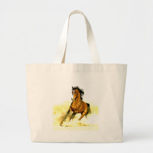 Ruitend paard grote tote bag