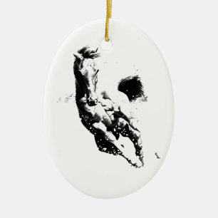 Ruitend paard keramisch ornament
