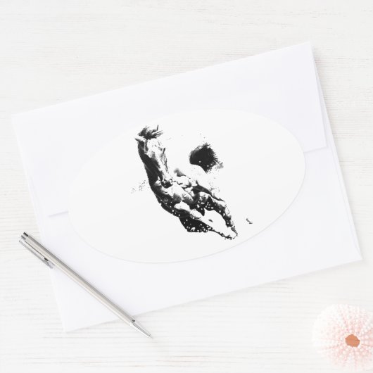 Ruitend paard ovale sticker (Envelop)