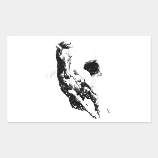 Ruitend paard rechthoekige sticker (Voorkant)
