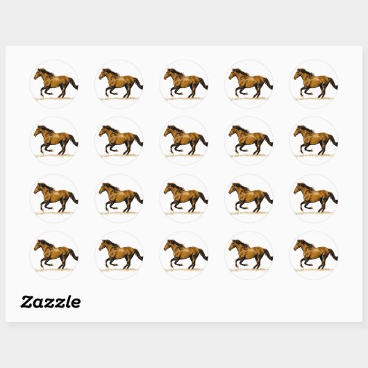 Ruitend paard ronde sticker (Vel)
