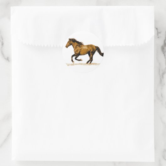 Ruitend paard ronde sticker (Tas)