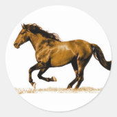 Ruitend paard ronde sticker (Voorkant)
