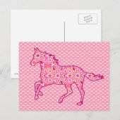 Ruitend paard Silhouette, Fuchsia and Coral Pink Briefkaart (Voorkant / Achterkant)