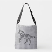 Ruitend Paard Silhouette, gemengde Prints Silver G Crossbody Tas (Voorkant)
