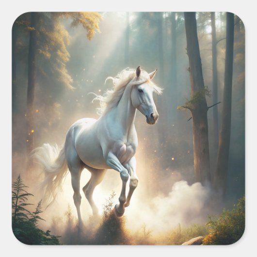 Ruitend paard vierkante sticker (Voorkant)