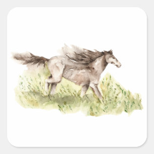Ruitend paard vierkante sticker