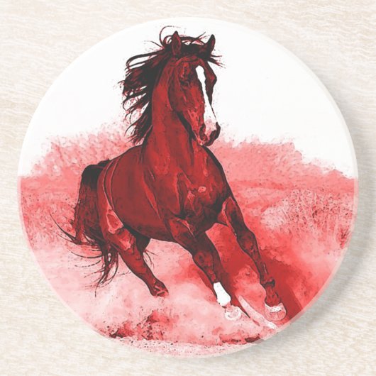 Ruitend paard zandsteen onderzetter (Voorkant)