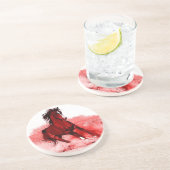 Ruitend paard zandsteen onderzetter (Zijkant)