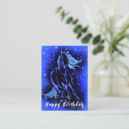Ruitend Paarden Bithday Kaart Blue Sterrennacht Notitiekaartje