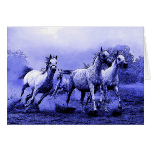 Ruitende paarden en blauw motorlicht