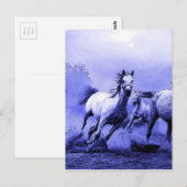 Ruitende paarden en blauw motorlicht briefkaart (Voorkant / Achterkant)