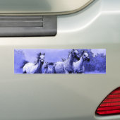 Ruitende paarden en blauw motorlicht bumpersticker (Op auto)