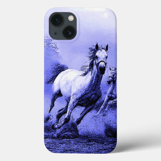 Ruitende paarden en blauw motorlicht Case-Mate iPhone case (Achterkant)