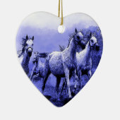 Ruitende paarden en blauw motorlicht keramisch ornament (Rechts)