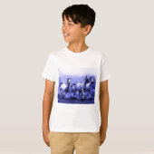 Ruitende paarden en blauw motorlicht t-shirt (Voorkant volledig)