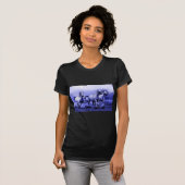 Ruitende paarden en blauw motorlicht t-shirt (Voorkant volledig)