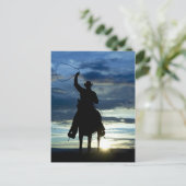 Ruitende zonsonderrug Riding cowboy silhouette Briefkaart (Staand voorkant)