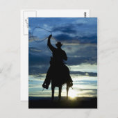 Ruitende zonsonderrug Riding cowboy silhouette Briefkaart (Voorkant / Achterkant)