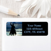 Ruitende zonsonderrug Riding cowboy silhouette Etiket (Insitu)