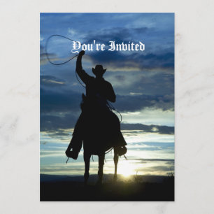 Ruitende zonsonderrug Riding cowboy silhouette Kaart