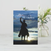 Ruitende zonsonderrug Riding cowboy silhouette Kaart (Staand voorkant)